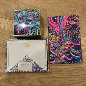 Lilly Pulitzer Colorful Stationery Set including Jewelry Box, Cards and Notebook